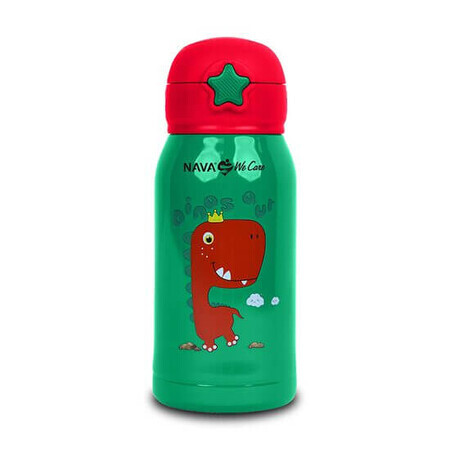 Isoleerfles We Care, Groen met dinosaurus, 500 ml, Nava