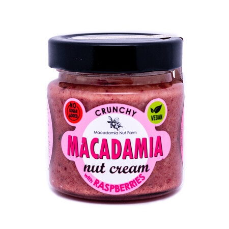 Crema de nueces de macadamia con frambuesas liofilizadas - crujiente, 180 g, Macadamia