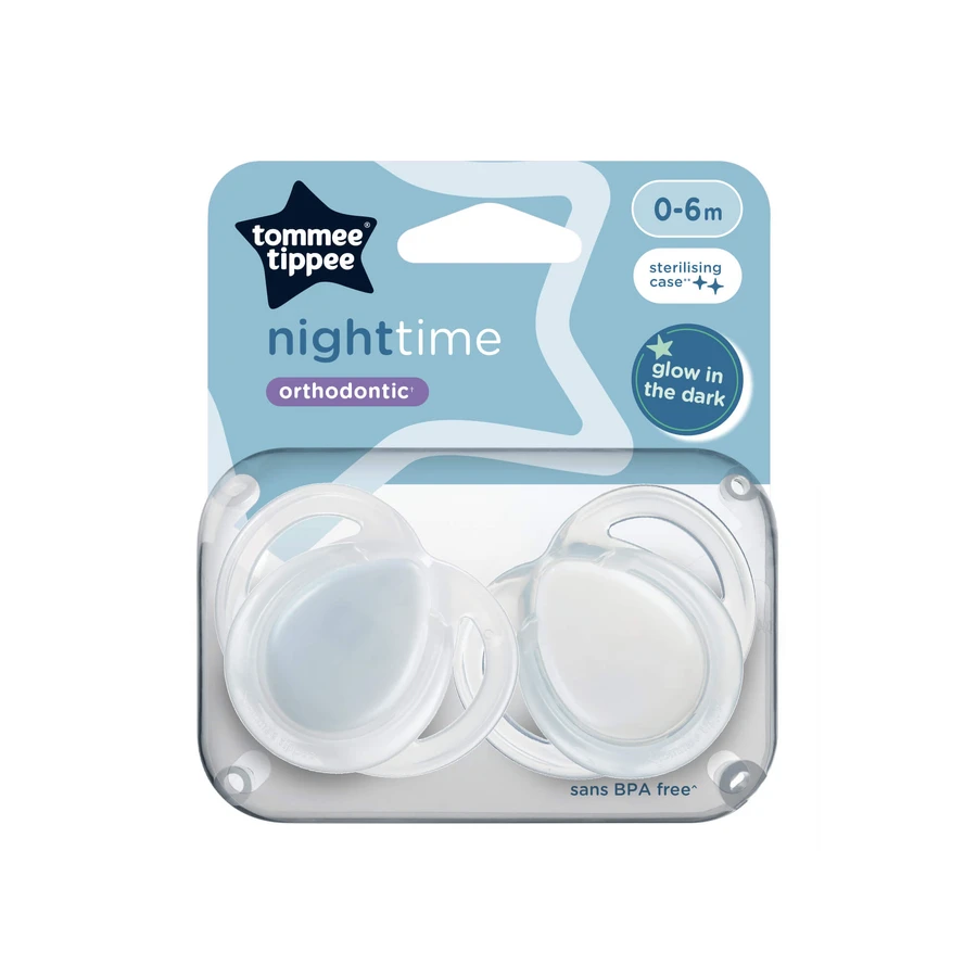 Night Time orthodontische Schnuller, 0-6 Monate, 2 Stück, Weiß, Tommee Tippee