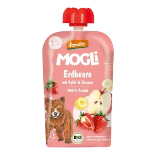 Organic puree with strawberries, apples and bananas, 1 year+, 100 g, Mogli