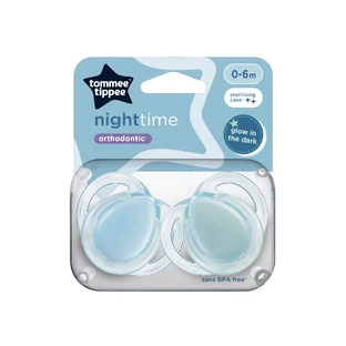 Night Time orthodontic pacifiers, 0-6 months, 2 pieces, Blue, Tommee Tippee