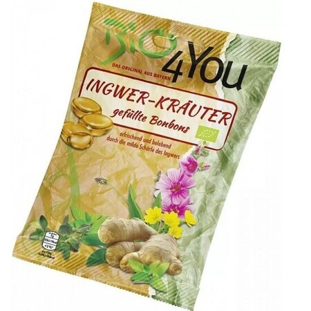 Ingwer und Kräuter Bonbons, 75 gr, Bio4You