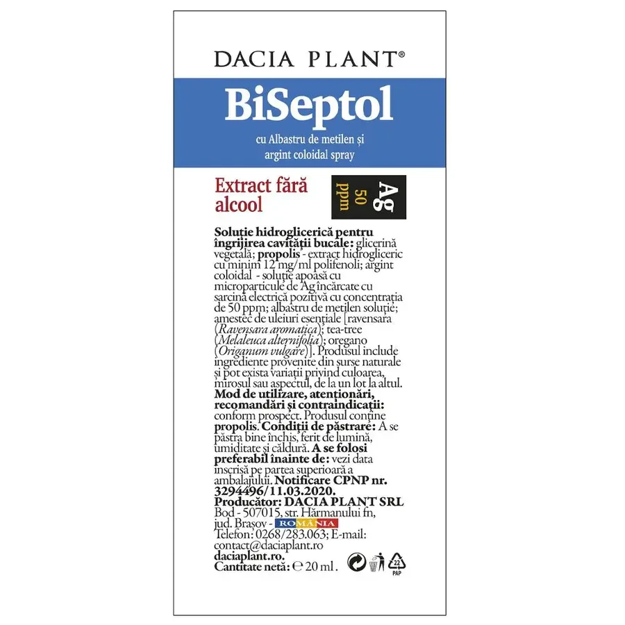 BiSeptol-Spray, 20 ml, Dacia Plant