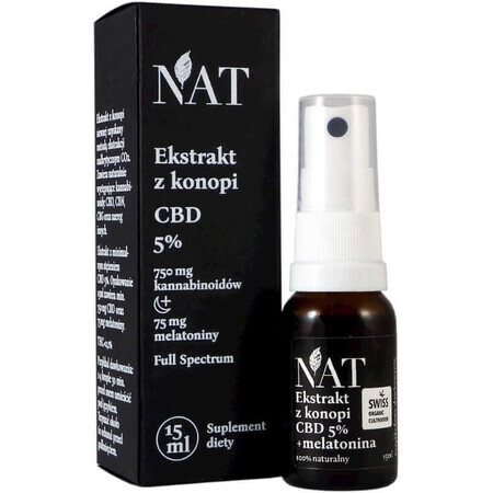 NAT Hennep Extract Volledig Spectrum 5% CBD + melatonine 15ml