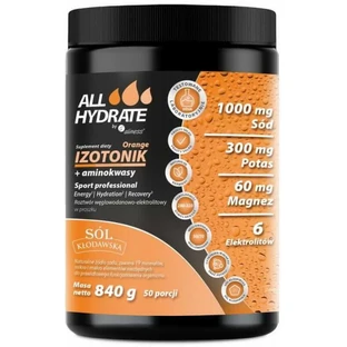 ALLHydrate Izotonik + Aminokwasy, smak pomarańczowy, 840 g