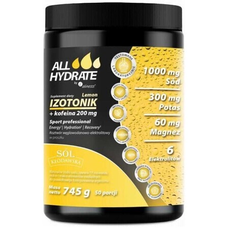 Isotonische Zitrone + Koffein 745g ALLHydrate