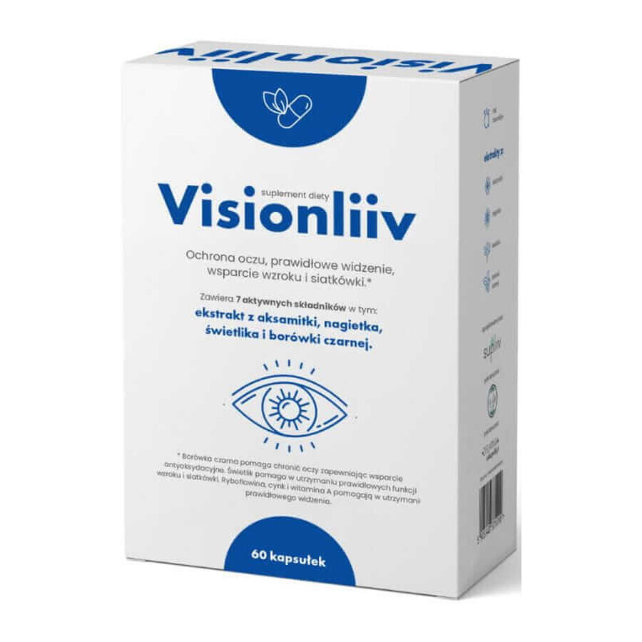 VISIONLIIV - oogbescherming, correctie van het gezichtsvermogen, ondersteuning van het gezichtsvermogen en het netvlies 60 capsules