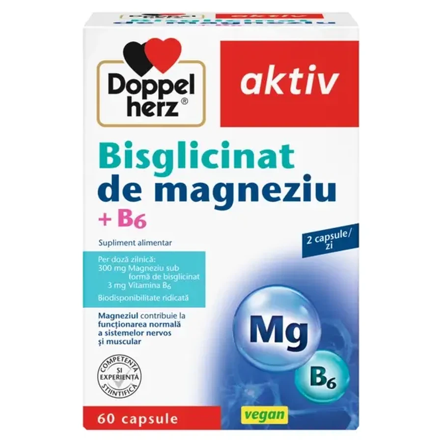 Magnesium Bisglycinate + B6, 60 capsules, Doppelherz