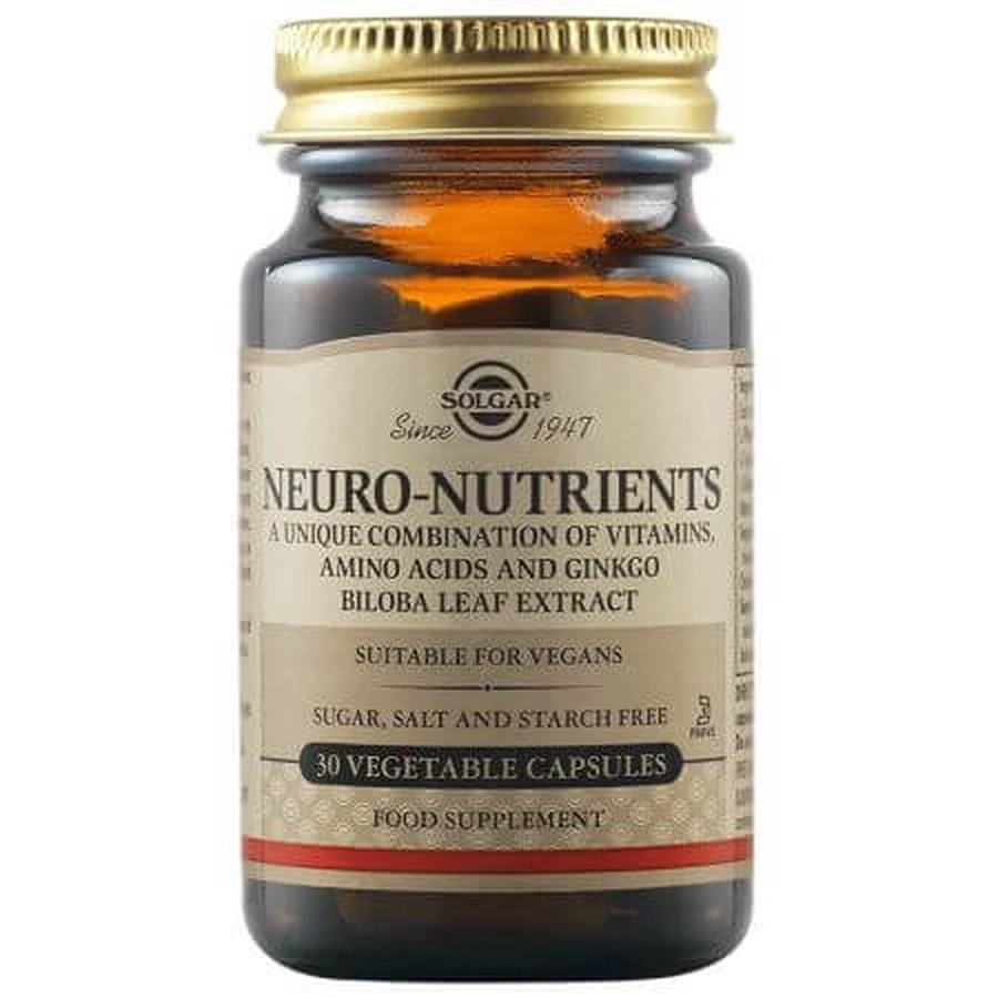 Neuro Nutrients, 30 gélules végétales, Solgar