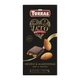 Zwarte chocolade met 72% cacao en amandelen Zero, 150 g, Torras