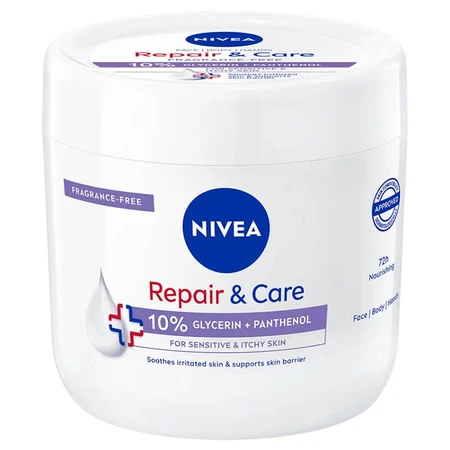 Nivea Repair & Care Sensitive Multifunktions-Feuchtigkeits- und Schutzcreme mit Panthenol, parfümfrei, empfindliche Haut, 400 ml