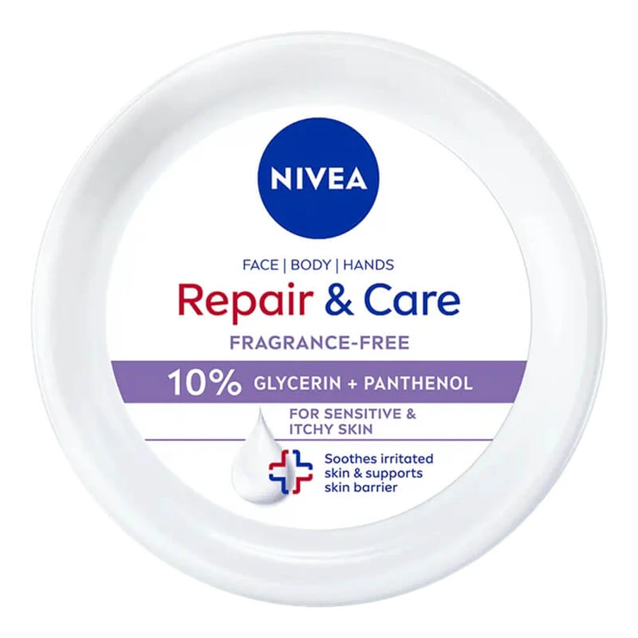 Nivea Repair & Care Sensitive Multifunktions-Feuchtigkeits- und Schutzcreme mit Panthenol, parfümfrei, empfindliche Haut, 400 ml