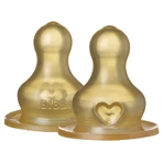 Slabbetjes, flessenspeen, rubber, rond, langzame doorstroming, vanaf de geboorte, 2 stuks