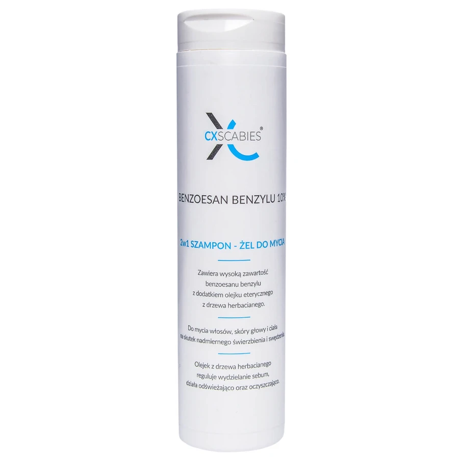 CxScabies Benzyl Benzoate 10%, shampoing-gel 2-en-1 contre la gale et les démangeaisons, 200 ml