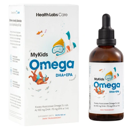 Health Labs MyKids Omega DHA+EPA, gotas para niños a partir de 3 años, sabor fresa, 100 ml