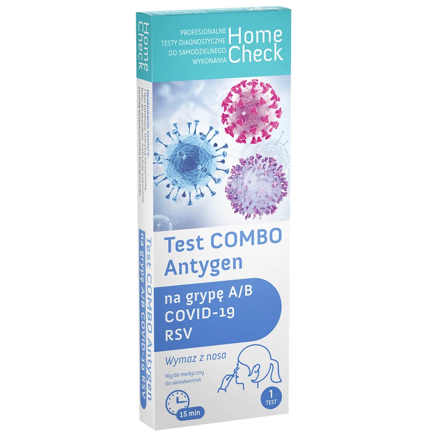 Home Check Combo Influenza A/B + COVID-19/RSV antigeentest voor 4 virussen, testcassette, 1 st