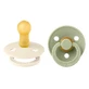 Bavoirs Colour, sucette, caoutchouc, rond, taille 2, Ivory & Sage, à partir de 6 mois, 2 pièces
