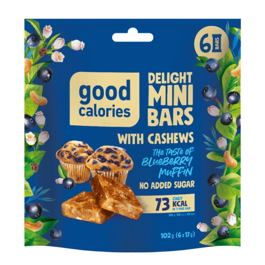 Mini barritas de anacardos y frambuesa, 102 g, Good Calories