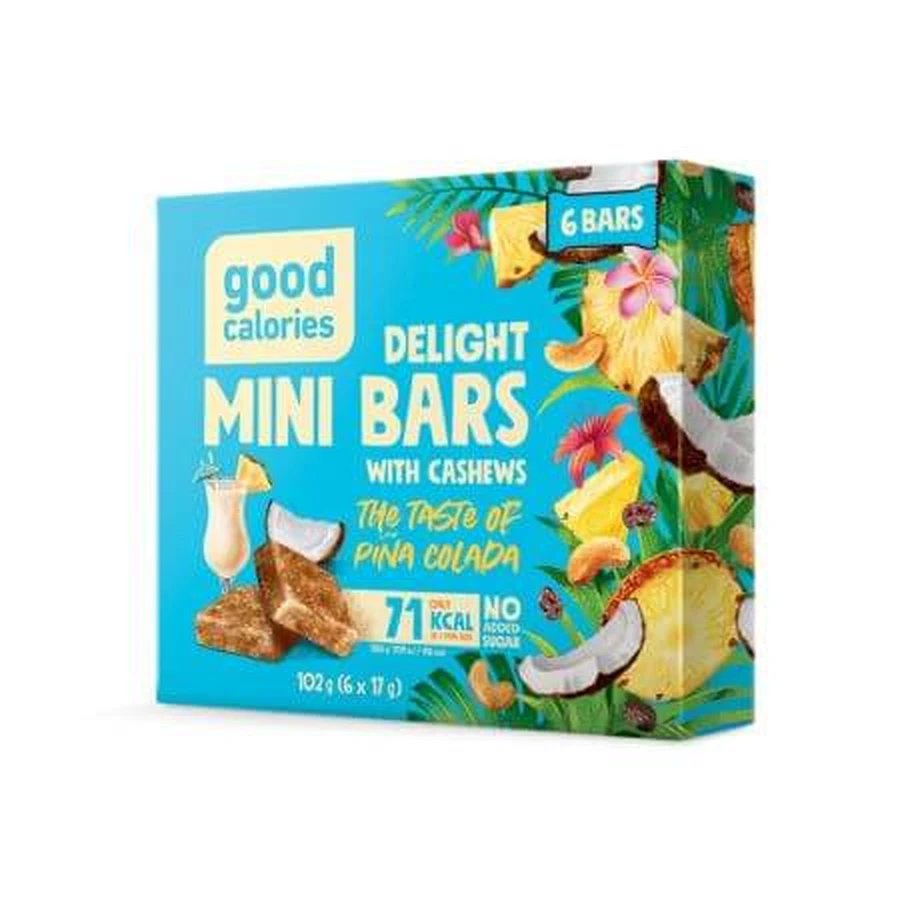 Minirepen met cashewnoten en Pina Colada smaak, 102 g, Goede calorieën