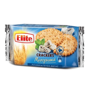 Krakersy śródziemnomorskie z oregano i serem feta Elite, 105 g, Elbisco