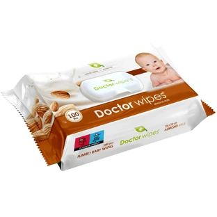 Lingettes humides pour bébé, lait d'amande, 100 pièces, Doctor Wipes