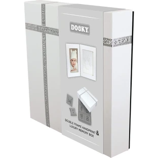 Caja de recuerdos para bebé con kit de huellas dactilares 2D Marco doble, Blanco, Dooky