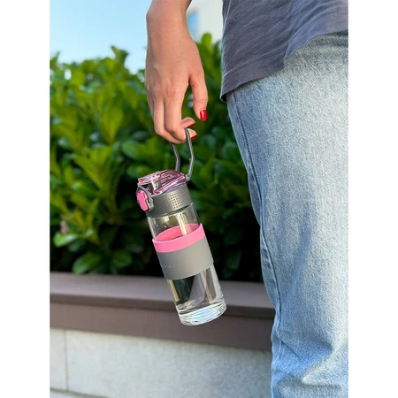 Casno, Cross glass bottle, pink, 500 ml