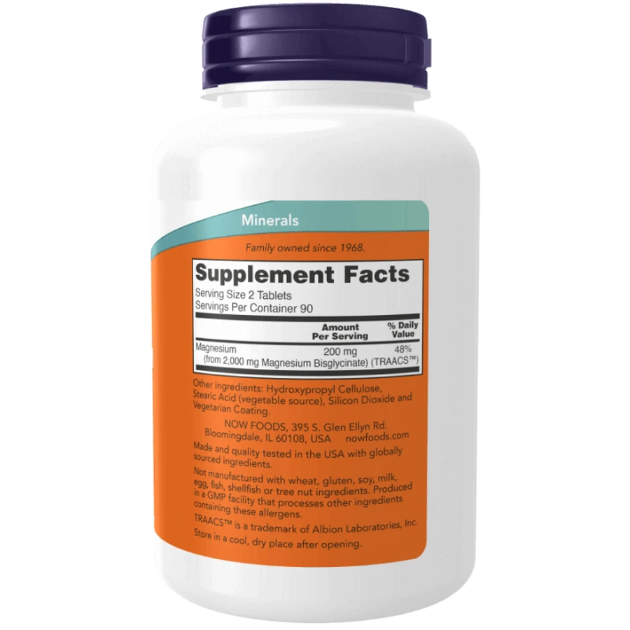 Now Foods Magnesium Glycinaat 180 tabletten