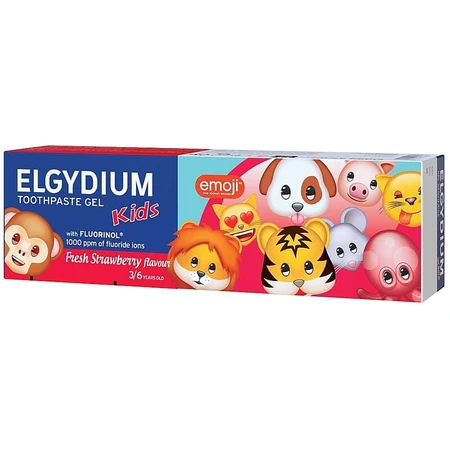 Elgydium Kids Emoji, tandpasta in kindergel, Verfrissende Aardbei, 3-6 jaar, 50 ml