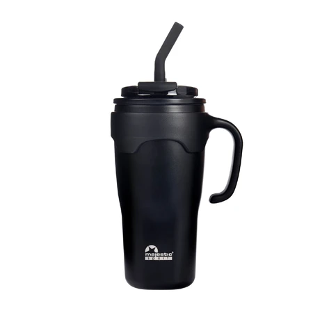 Majestic Sport, Jelly thermal mug with straw, black, 650 ml