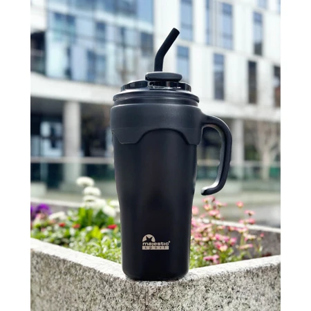 Majestic Sport, Jelly thermal mug with straw, black, 650 ml