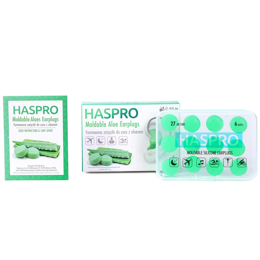 Haspro, dopuri de urechi turnate cu aloe vera, 12 bucăți