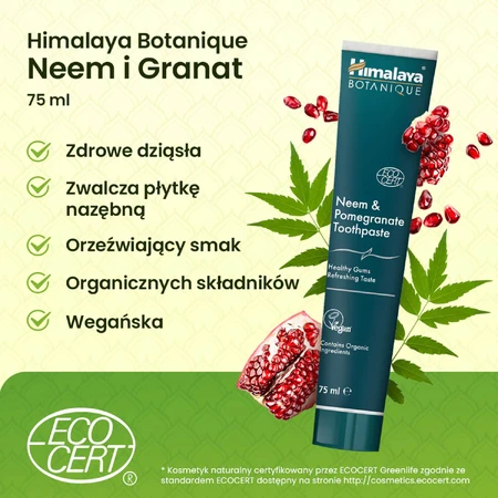 Himalaya Botanique, Zahnpasta, Neem und Granatapfel, 75 ml