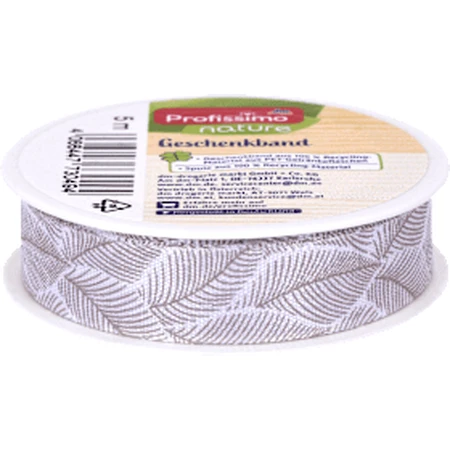 Profissimo Gift ribbon with leaf pattern, 5m