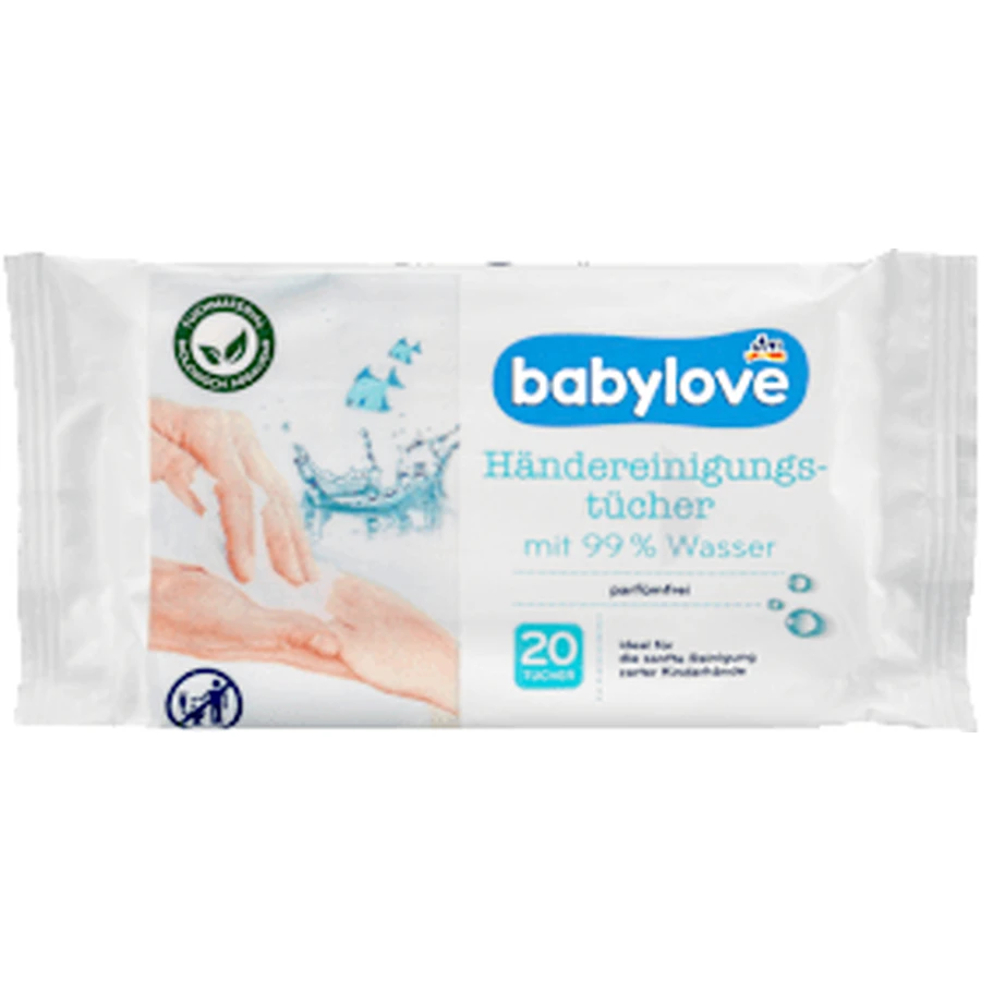 Babylove Lingettes humides pour les mains, 20 pièces