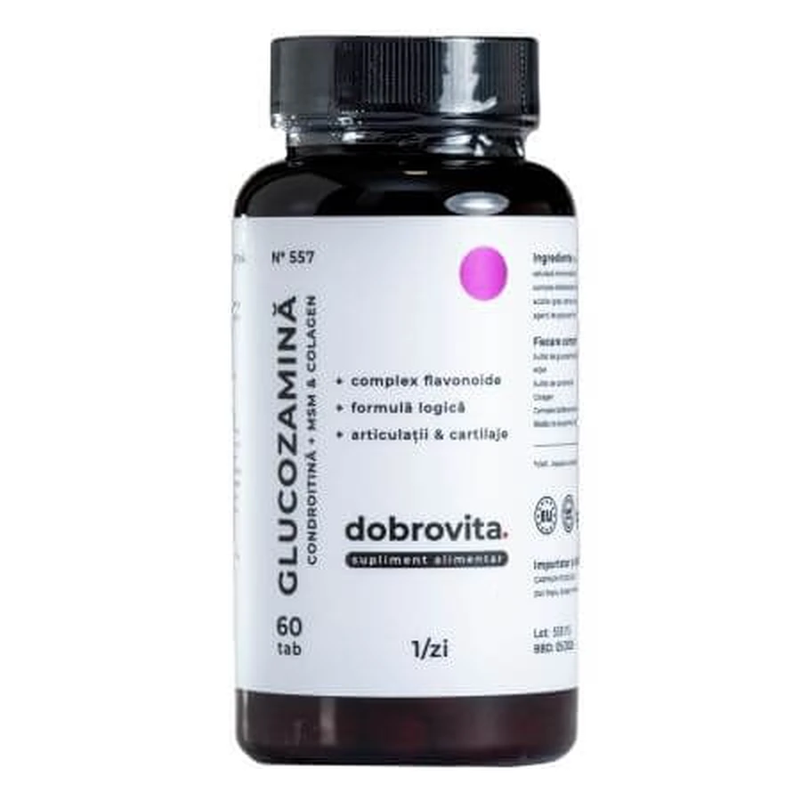 Glucosamine 500 mg, Chondroïtine 100 mg, MSM et Collagène, 60 comprimés, Dobrovita
