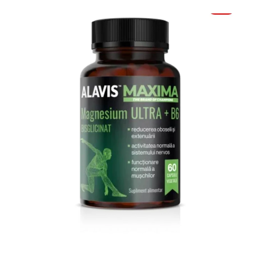 Dwuglicynian magnezu Ultra+B6, 60 kapsułek wegetariańskich, Alavis Maxima: ceny i cechy