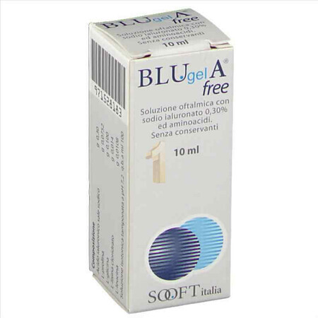 Blu Gel A - Solution ophtalmique avec hyaluronate de sodium 0,3% et acides aminés, 10 ml, Bio Soft Italia