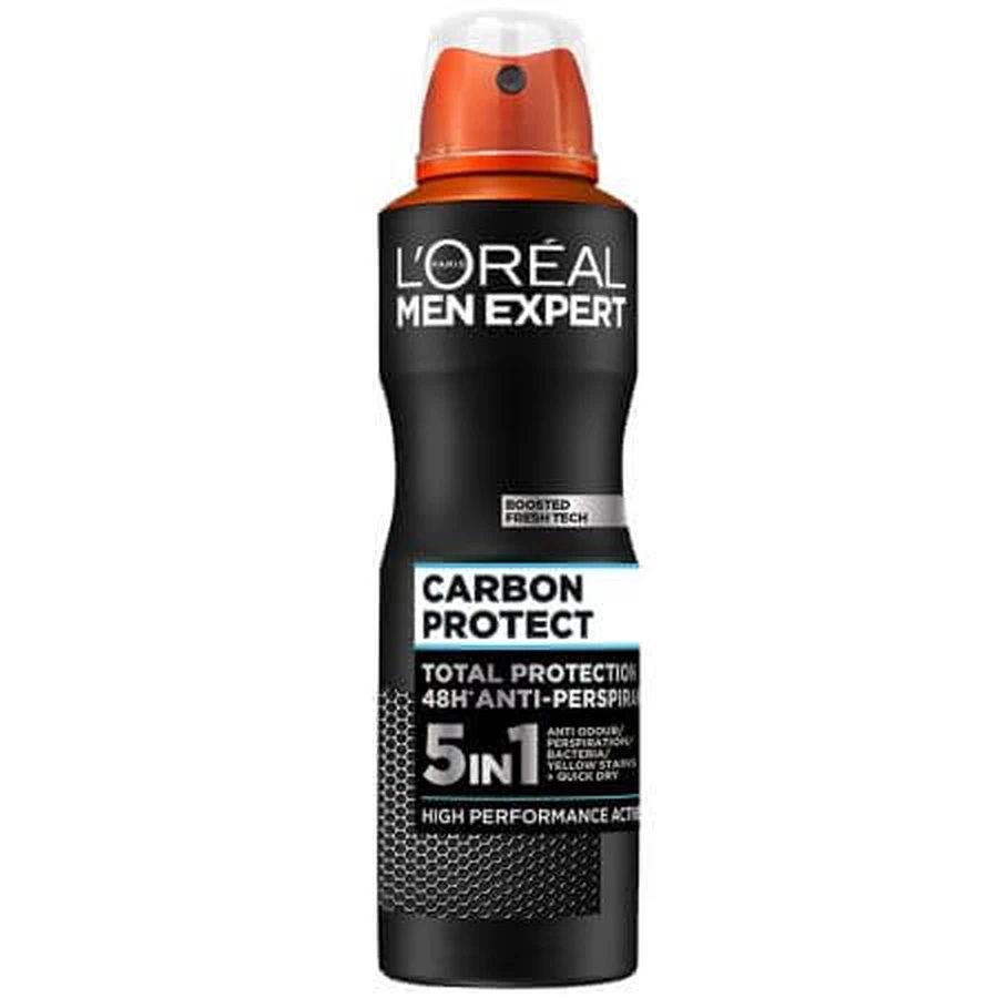Spray antiperspirant pentru barbati Carbon Protect Men Expert, 150 ml, LOreal