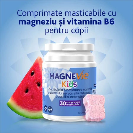MagneVie Kids, 70 mg magnesium + 0,6 mg vitamine B6, zenuwstelsel en concentratie, 30 kauwtabletten​​​​​​​​