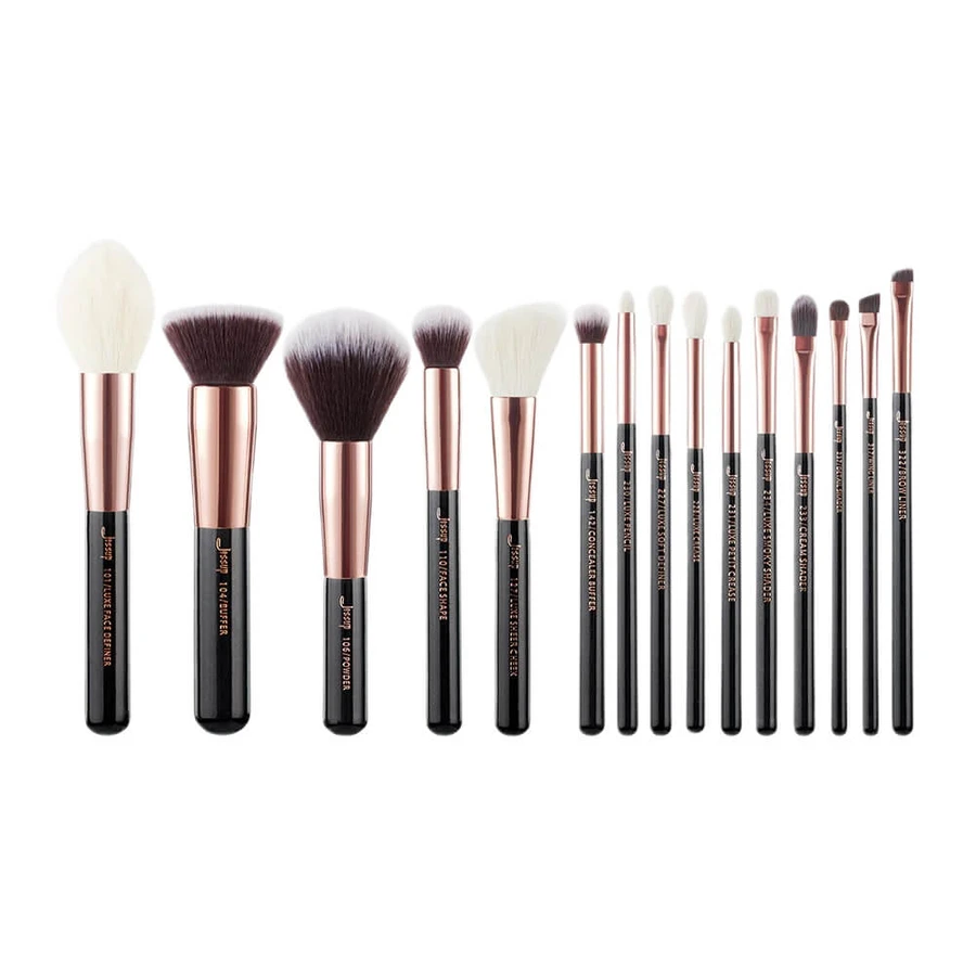 Jessup Essentiële Make-up Kwastenset Zwart, 15 stuks