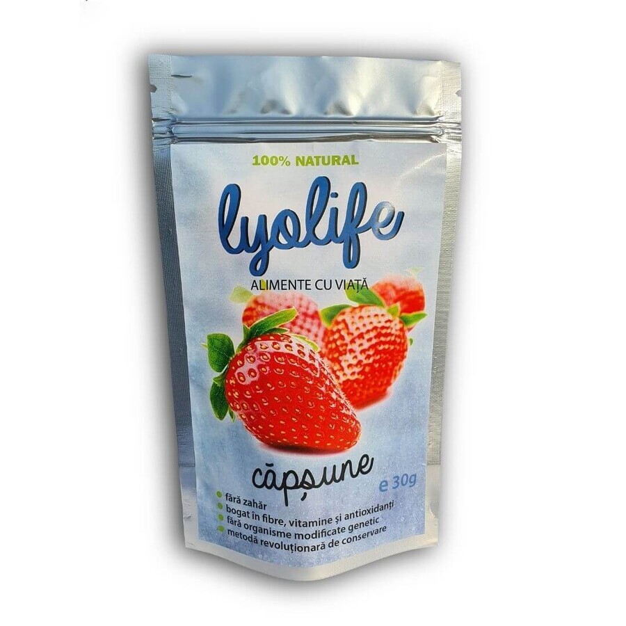 Fraises lyophilisées, 30gr, Lyolife