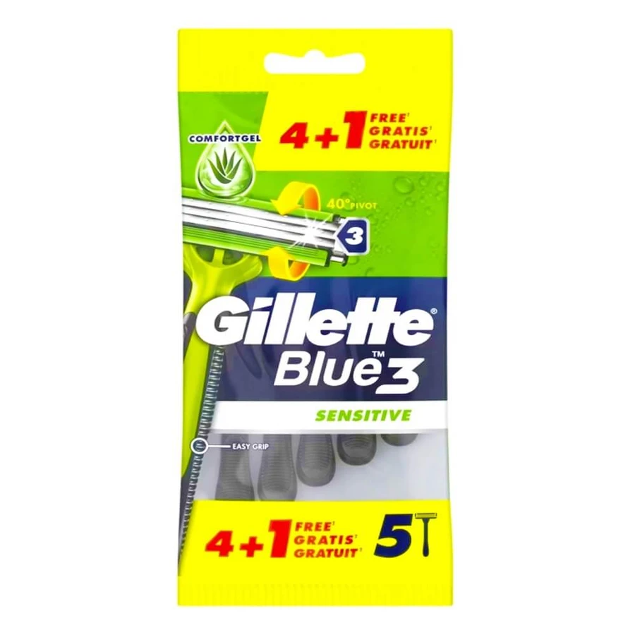 Gillette Blue3 Sensitive Wegwerpscheermesjes, 5 stuks