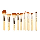 Set de brochas de maquillaje Jessup Mature Peeled Bamboo T140, 15 piezas
