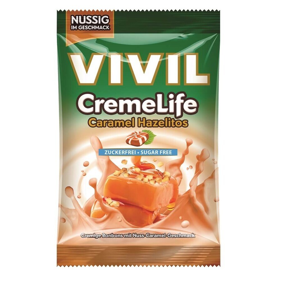 Caramelle Creme Life Noci e caramello senza zucchero, 110g, Vivil