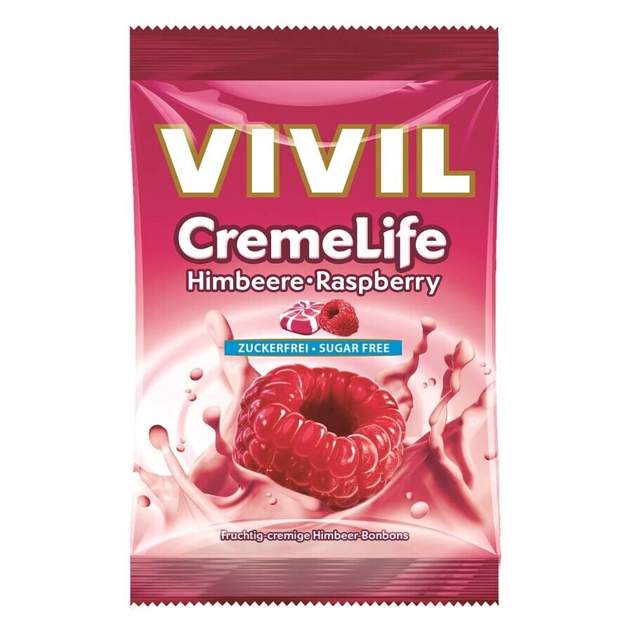 Bomboane Creme Life Classic Zmeură fara zahar, 110g, Vivil