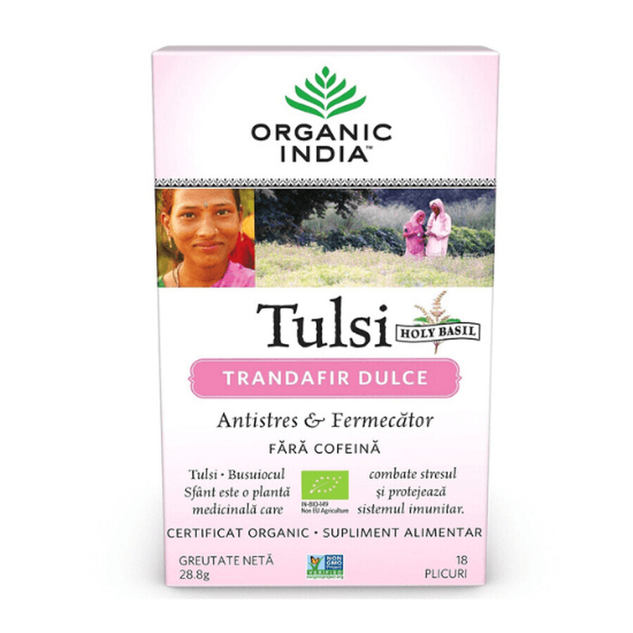 Tulsi Sweet Rose Antistress Tea, 18 sachets, Inde biologique