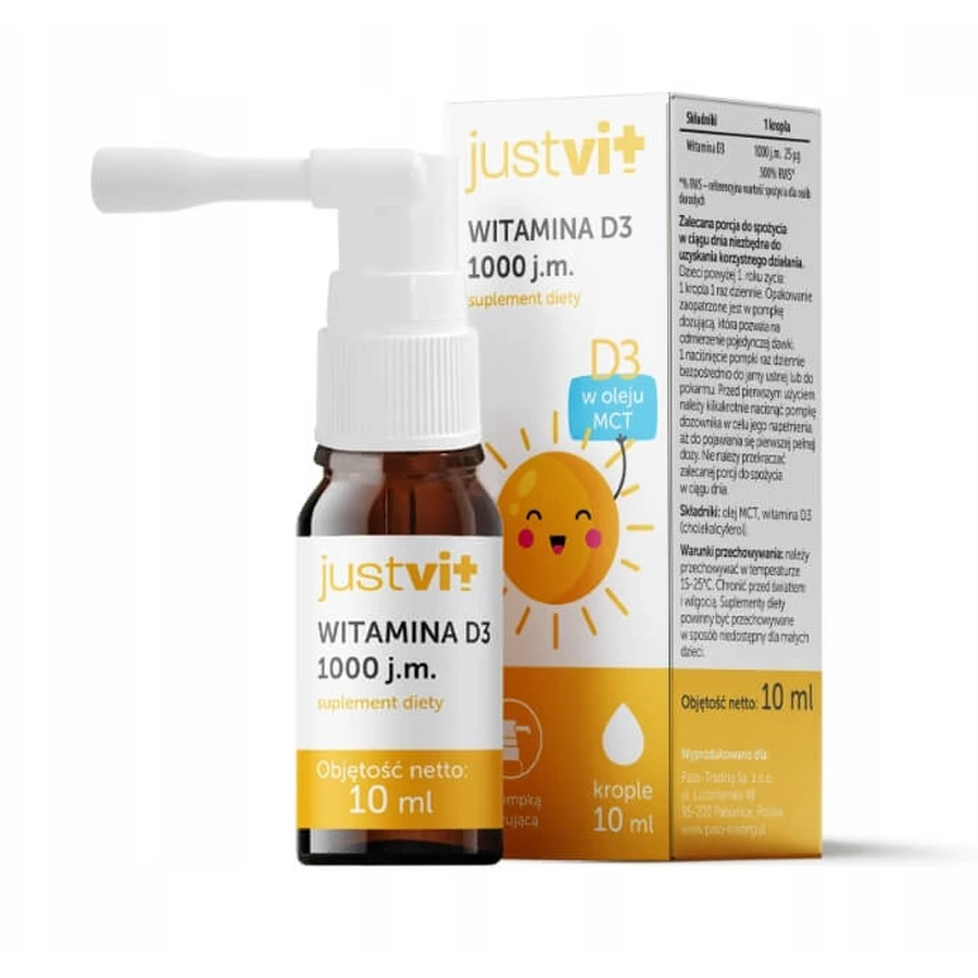 Justvit Vitamine D3 1000 IE, druppels, 10 ml