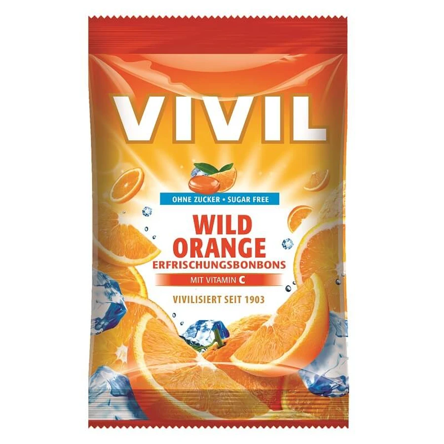 Suikervrije wilde sinaasappelsnoepjes met vitamine C, 80 g, Vivil