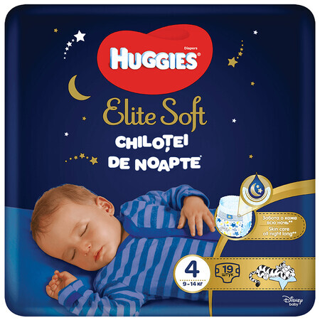 Elite Zachte Nachtkleding Nr. 4, 9-14 kg, 19 stuks, Huggies